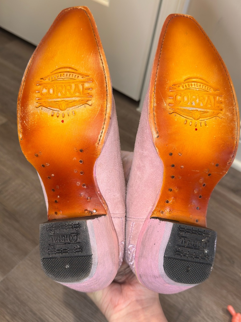 Corral Boots Embroidered Western Snip Toe Pink Purple Suede Cowboy Boots C4126 - Picture 11 of 11